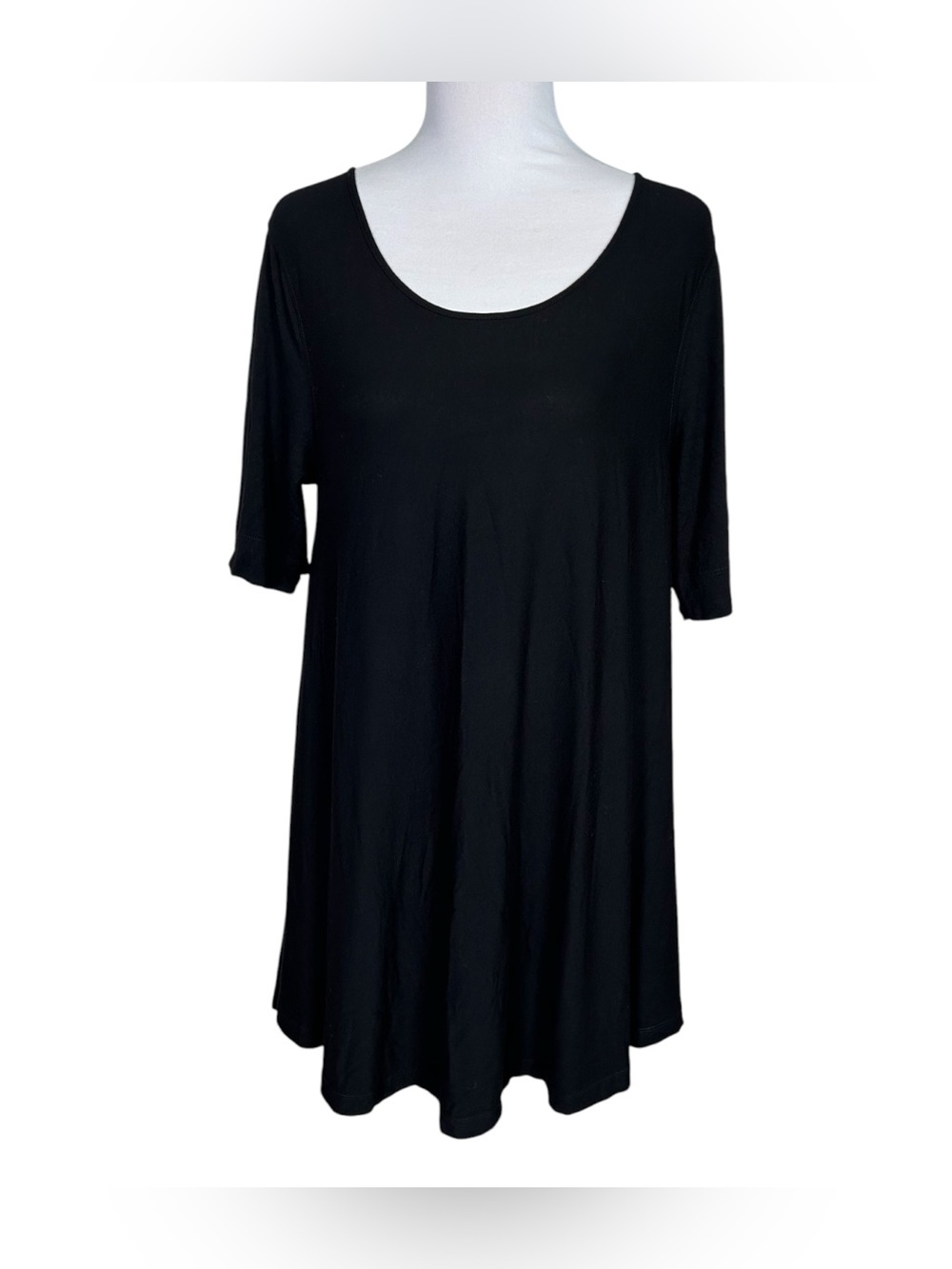 Multiples Black Stretch Rayon Swing A-Line Dress Women’s M Quiet Luxury 90s